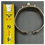 Vintage Sterling Silver Cuff Bracelet with Turquoise and Coral Stones