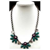 Vintage Set of 3 Statement Costume Necklaces with Colored Stones
