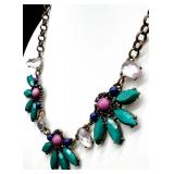 Vintage Set of 3 Statement Costume Necklaces with Colored Stones