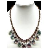 Vintage Set of 3 Statement Costume Necklaces with Colored Stones