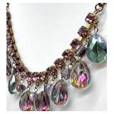 Vintage Set of 3 Statement Costume Necklaces with Colored Stones