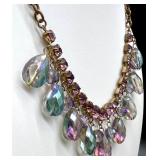 Vintage Set of 3 Statement Costume Necklaces with Colored Stones