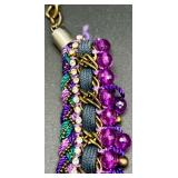 ZAD Statement Necklace with Purple Beads and Vintage-Style Sterling Silver 925 Stamped Amethyst Drop Pendant