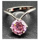 Collection of 7 Costume Jewelry Rings with Pink and Clear Stones