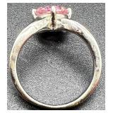 Collection of 7 Costume Jewelry Rings with Pink and Clear Stones