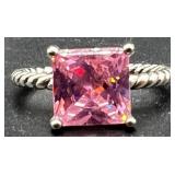 Collection of 7 Costume Jewelry Rings with Pink and Clear Stones