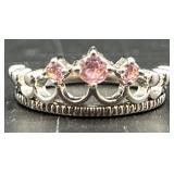 Collection of 7 Costume Jewelry Rings with Pink and Clear Stones