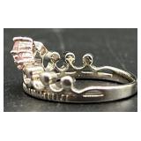 Collection of 7 Costume Jewelry Rings with Pink and Clear Stones