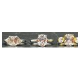 Collection of 7 Costume Jewelry Rings with Pink and Clear Stones