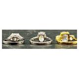 Collection of 7 Costume Jewelry Rings with Pink and Clear Stones