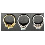 Collection of 7 Costume Jewelry Rings with Pink and Clear Stones