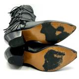 Rodeo Drive Black Leather Fringe Western Boots Size 6.5M