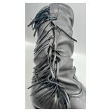 Rodeo Drive Black Leather Fringe Western Boots Size 6.5M