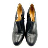 Coach Black Leather High Heel Booties Size 9 with Purple Coach Scarf and Dust Bag