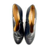 Coach Black Leather High Heel Booties Size 9 with Purple Coach Scarf and Dust Bag