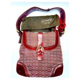 Coach Signature Burgundy Leather Shoulder Bag with Dust Bag