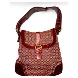 Coach Signature Burgundy Leather Shoulder Bag with Dust Bag
