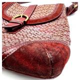 Coach Signature Burgundy Leather Shoulder Bag with Dust Bag