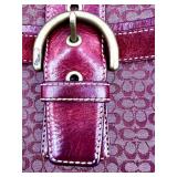 Coach Signature Burgundy Leather Shoulder Bag with Dust Bag