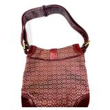 Coach Signature Burgundy Leather Shoulder Bag with Dust Bag