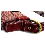 Coach Signature Burgundy Leather Shoulder Bag with Dust Bag