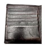 Coach Signature Brown Leather and Canvas Wallet with Buckle Accent