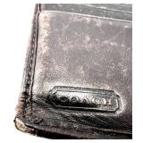 Coach Signature Brown Leather and Canvas Wallet with Buckle Accent