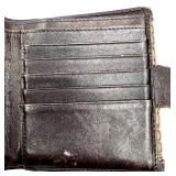 Coach Signature Brown Leather and Canvas Wallet with Buckle Accent