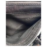 Coach Signature Brown Leather and Canvas Wallet with Buckle Accent