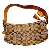 Coach Signature Jacquard and Leather Shoulder Bag