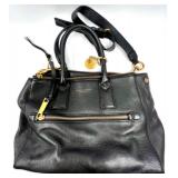 Marc Jacobs Black Leather Satchel Handbag with Gold Hardware and Dust Bag