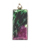 Sterling Silver Rectangular Ruby Zoisite Pendant 15.6g