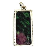 Sterling Silver Rectangular Ruby Zoisite Pendant 15.6g