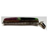 Sterling Silver Rectangular Ruby Zoisite Pendant 15.6g