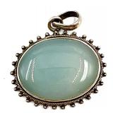 Lot of 2 Sterling Silver Gemstone Pendants with Larimar and Blue Chalcedony SEE ALL PHOTOS