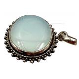 Lot of 2 Sterling Silver Gemstone Pendants with Larimar and Blue Chalcedony SEE ALL PHOTOS