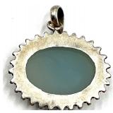 Lot of 2 Sterling Silver Gemstone Pendants with Larimar and Blue Chalcedony SEE ALL PHOTOS