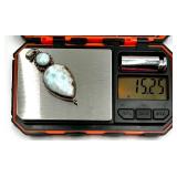 Lot of 2 Sterling Silver Gemstone Pendants with Larimar and Blue Chalcedony SEE ALL PHOTOS