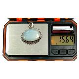 Lot of 2 Sterling Silver Gemstone Pendants with Larimar and Blue Chalcedony SEE ALL PHOTOS