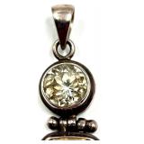 Sterling Silver Pendant with Polished Fossil Coral and Faceted Gemstone, 22g
