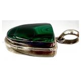 Set of 2 Sterling Silver Gemstone Pendants with Malachite and Green Stone