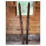 Set of Vintage Wooden Snow Skis