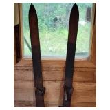 Set of Vintage Wooden Snow Skis