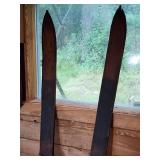 Set of Vintage Wooden Snow Skis
