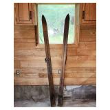 Set of Vintage Wooden Snow Skis