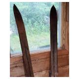 Set of Vintage Wooden Snow Skis