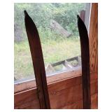 Set of Vintage Wooden Snow Skis