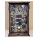 Vintage Wooden Tool Display cabinet with tools
