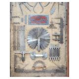 Vintage Wooden Tool Display cabinet with tools