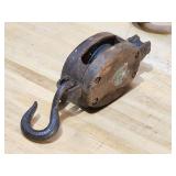(3) Vintage Wooden Pulleys